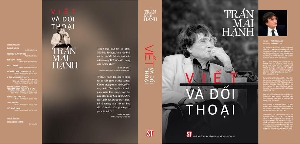 Trang bìa cuốn Viết và Đối thoại của nhà báo, nhà văn Trần Mai Hạnh