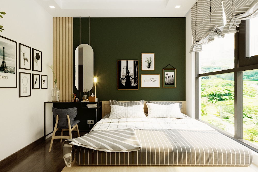 Khoang cửa sổ lớn giúp tận dụng ánh sáng vào ban ngày và tạo cảm giác rộng rãi hơn cho căn phòng