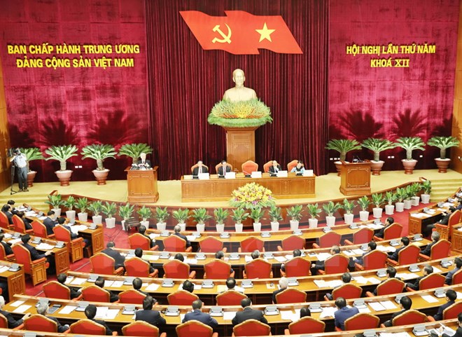 Toàn cảnh phiên khai mạc Hội nghị lần thứ 5 Ban Chấp hành Trung ương Đảng. (Ảnh: Trí Dũng/TTXVN).