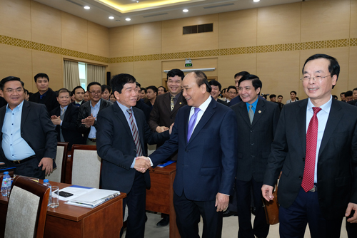 Thủ tướng Nguyễn Xuân Phúc dự hội nghị triển khai kế hoạch năm 2018 ngành Xây dựng. - Ảnh: VGP