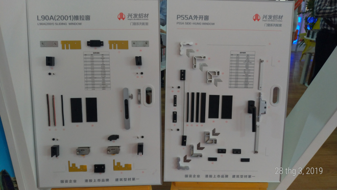 Bảng phụ kiện Xingfa Quảng Đông đồng bộ