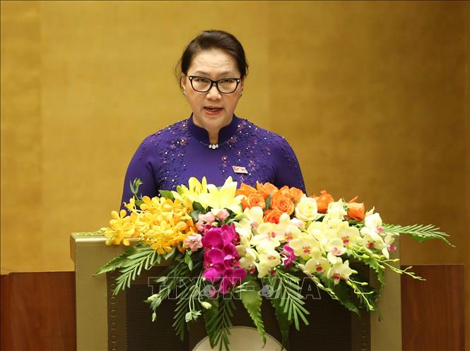 Chủ tịch Quốc hội Nguyễn Thị Kim Ngân phát biểu khai mạc kỳ họp. Ảnh: Doãn Tấn/TTXVN