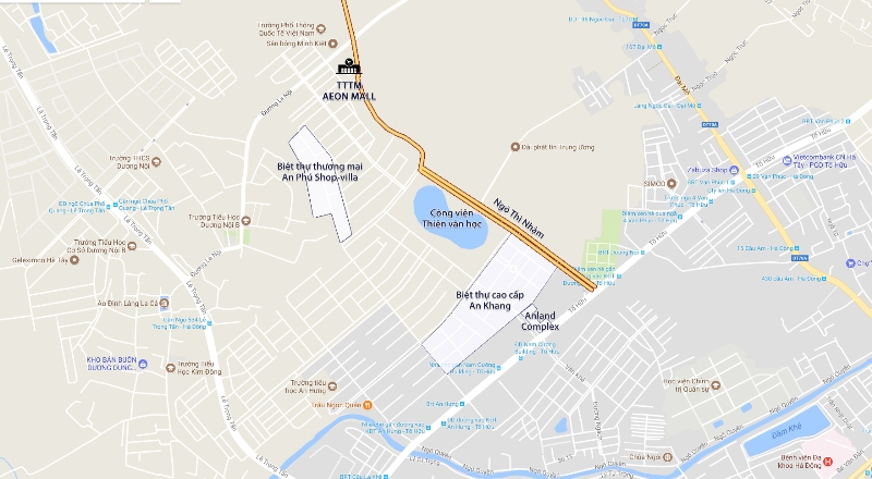 Trung tâm thương mại Aeon Mall có vị trí tiếp giáp Khu đô thị Dương Nội
