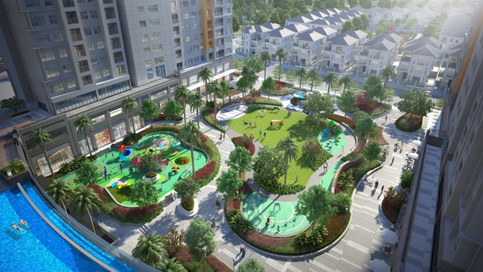 Phối cảnh khu Quảng trường – công viên rộng 5.000m2