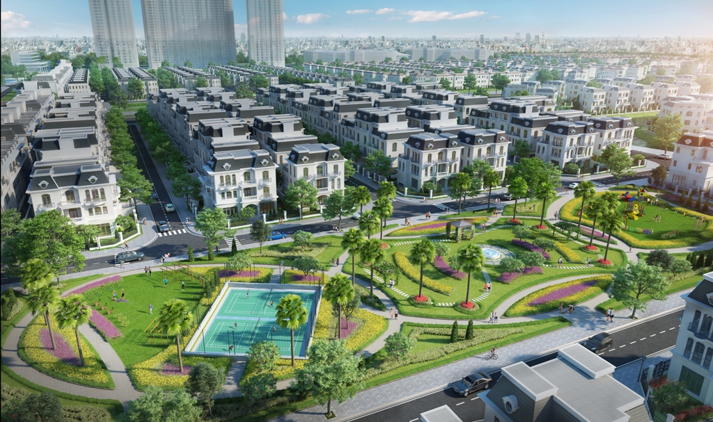 Cụm tiện ích cảnh quan nằm đan xen giữa các dãy biệt thự