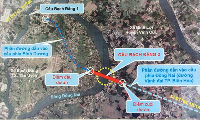 Sơ đồ vị trí dự án cầu Bạch Đằng 2.