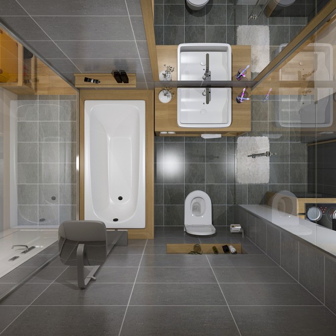 Toilet nằm sau bức tường của căn phòng, nhỏ mà tiện dụng.