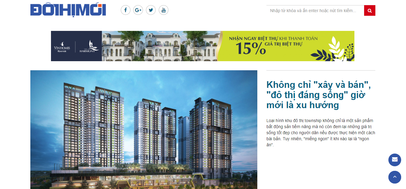 Giao diện trang chủ Chuyên trang Đô thị mới