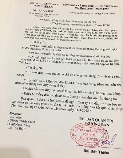 Kiến nghị của cư dân nhưng không được giải quyết
