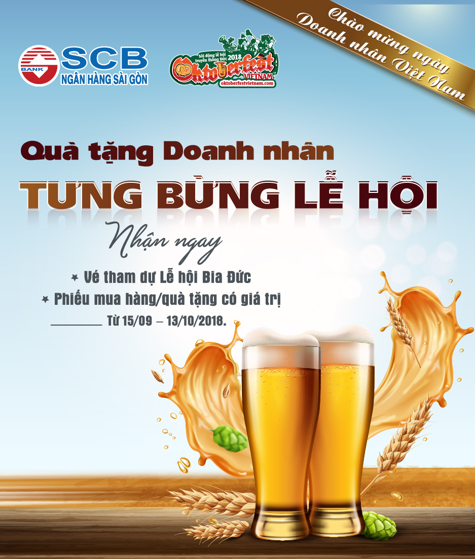 Cùng SCB thỏa sức thưởng thức bia và các món ăn ngon tại __Lễ hội bia Đức Oktoberfest.