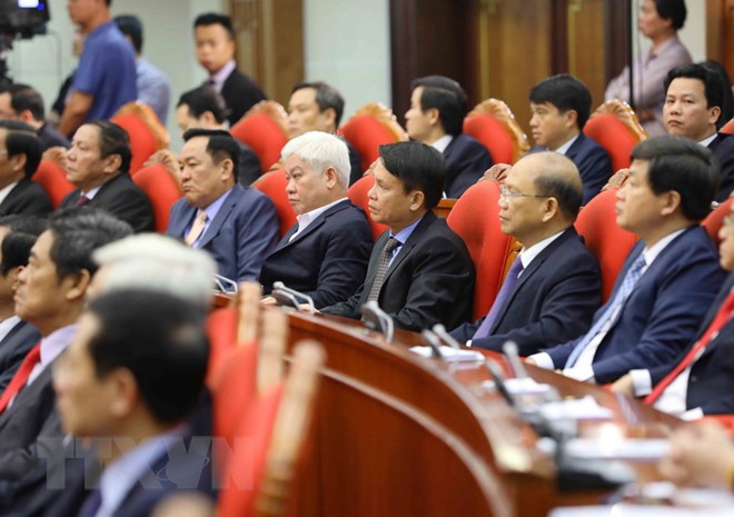 Các đồng chí Ủy viên Trung ương dự hội nghị. (Ảnh: Phương Hoa/TTXVN)