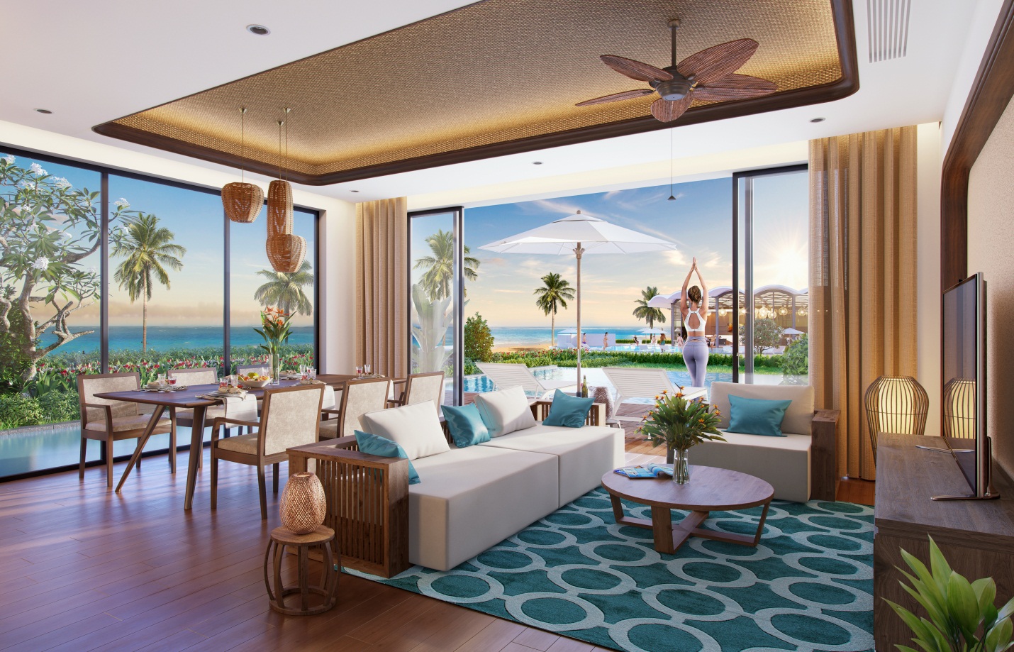 Tại Best Western Premier Sonasea Phu Quoc, các ô cửa kính rộng được sử dụng tối đa, mang đến không gian chan hòa cùng thiên nhiên