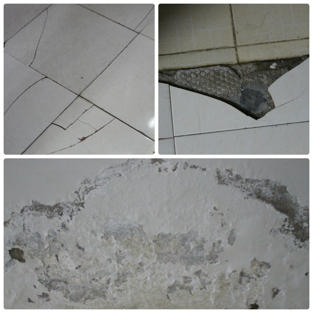 Tường ẩm mốc, bong tróc, sàn nhà nứt toác